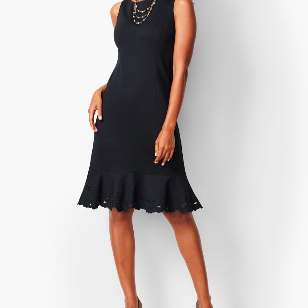 Talbots Ponte embroidered sheath dress
